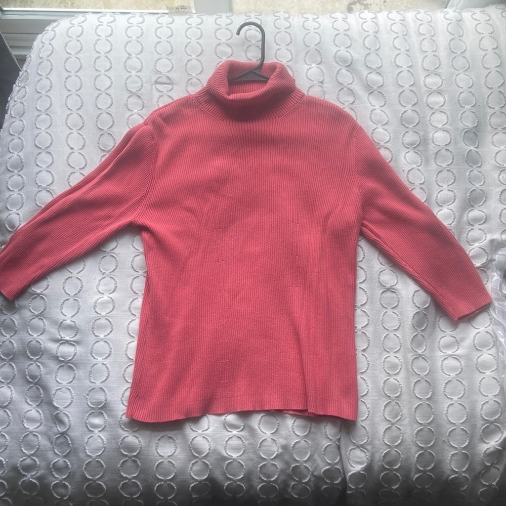 100% Cotten Large/Tall J.Jill Red Long sleeve turtle neck